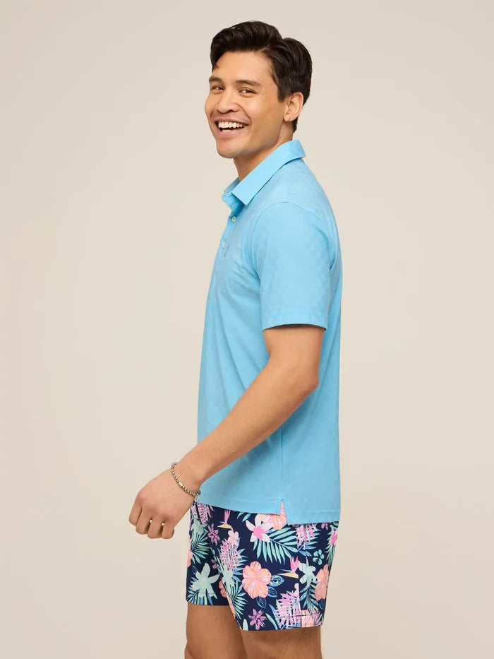 The Afternoon Blue (Textured Performance Polo) - Image 3 - Chubbies Shorts
