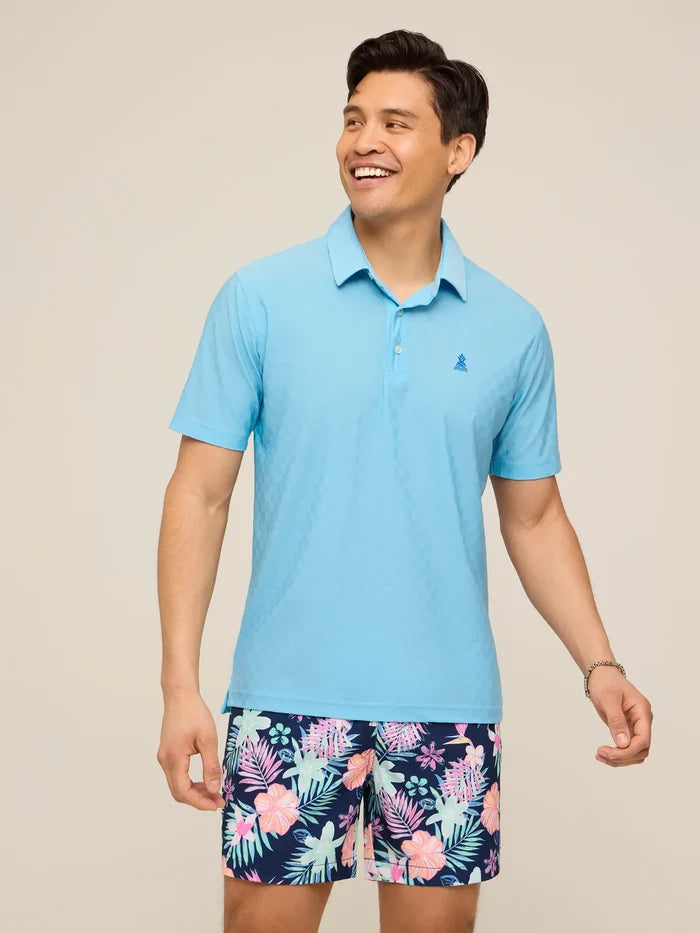 The Afternoon Blue (Textured Performance Polo) - Image 4 - Chubbies Shorts
