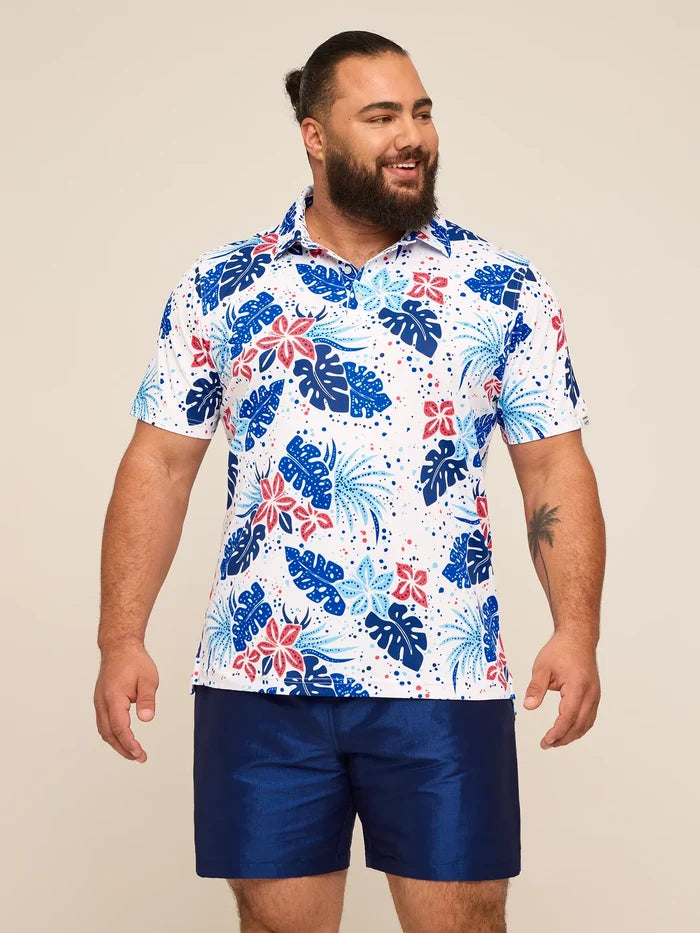 The Backyard Bouquet (Range Polo)- White - Image 1 - Chubbies Shorts
