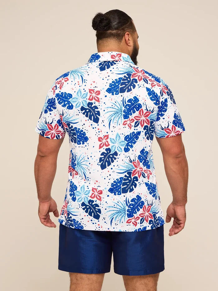 The Backyard Bouquet (Range Polo)- White - Image 2 - Chubbies Shorts