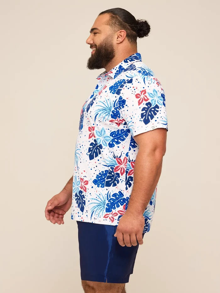 The Backyard Bouquet (Range Polo)- White - Image 3 - Chubbies Shorts