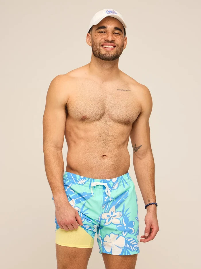 The Baja Breezies 5.5" (Classic Lined Swim Trunks)- Green - Image 1 - Chubbies Shorts