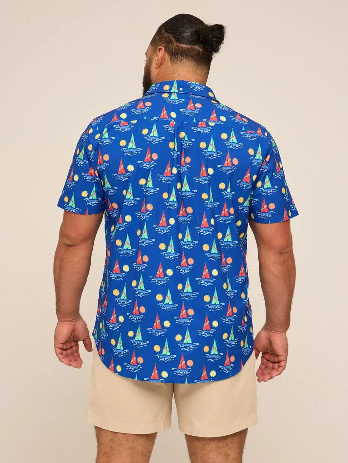 The Come Sail Away (Performance Friday Shirt)- Navy - Image 2 - Chubbies Shorts