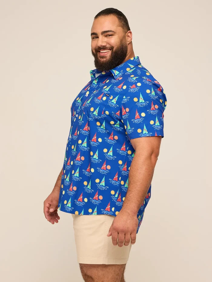 The Come Sail Away (Performance Friday Shirt)- Navy - Image 3 - Chubbies Shorts