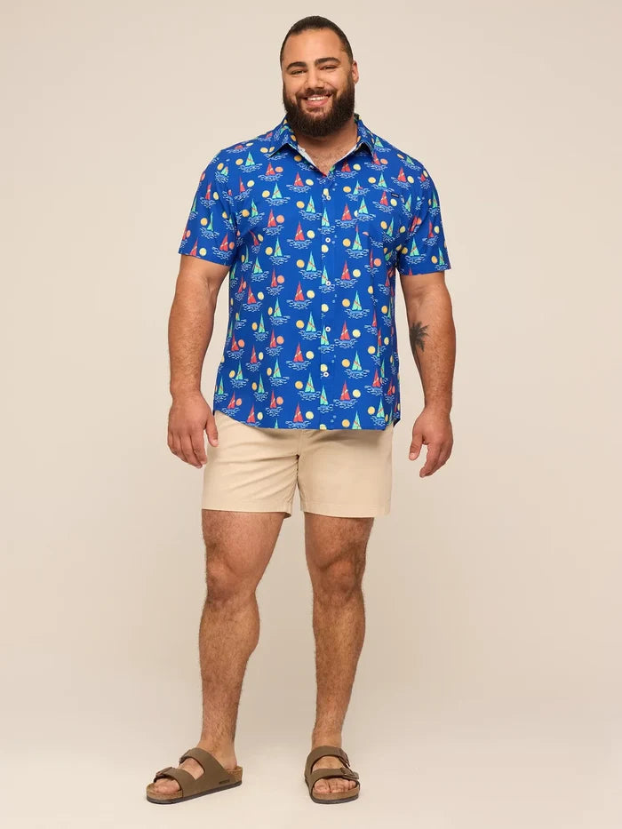 The Come Sail Away (Performance Friday Shirt)- Navy - Image 4 - Chubbies Shorts