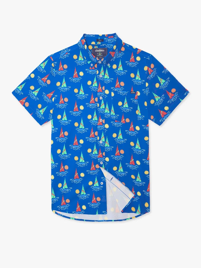 The Come Sail Away (Performance Friday Shirt)- Navy - Image 1 - Chubbies Shorts
