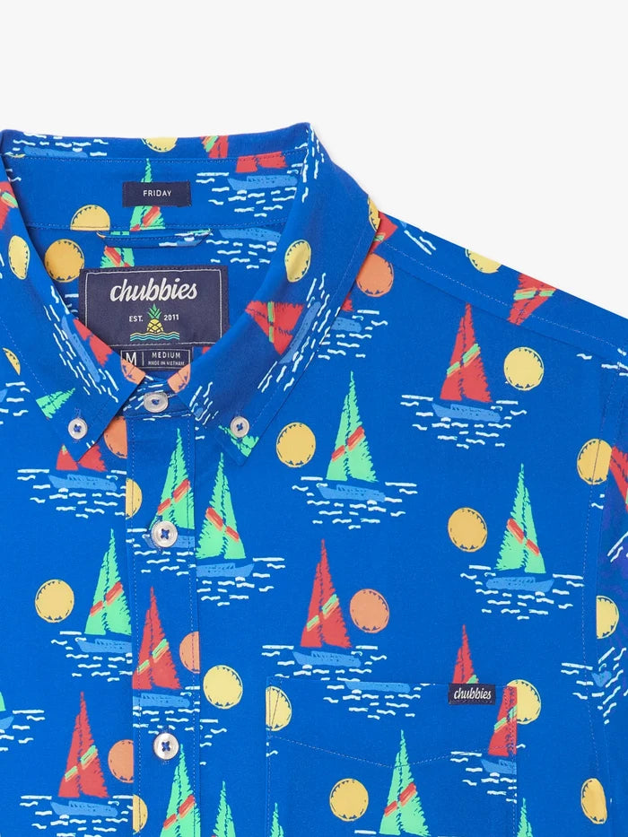 The Come Sail Away (Performance Friday Shirt)- Navy - Image 2 - Chubbies Shorts