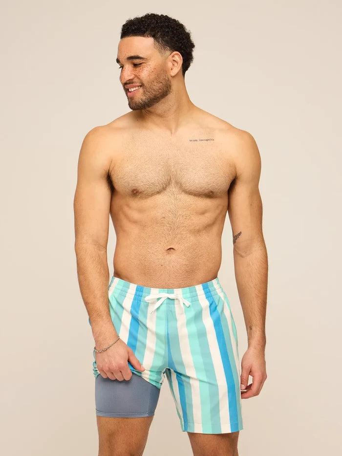 The Eversea Stripes 7" (Classic Lined Swim Trunk) - Image 1 - Chubbies Shorts