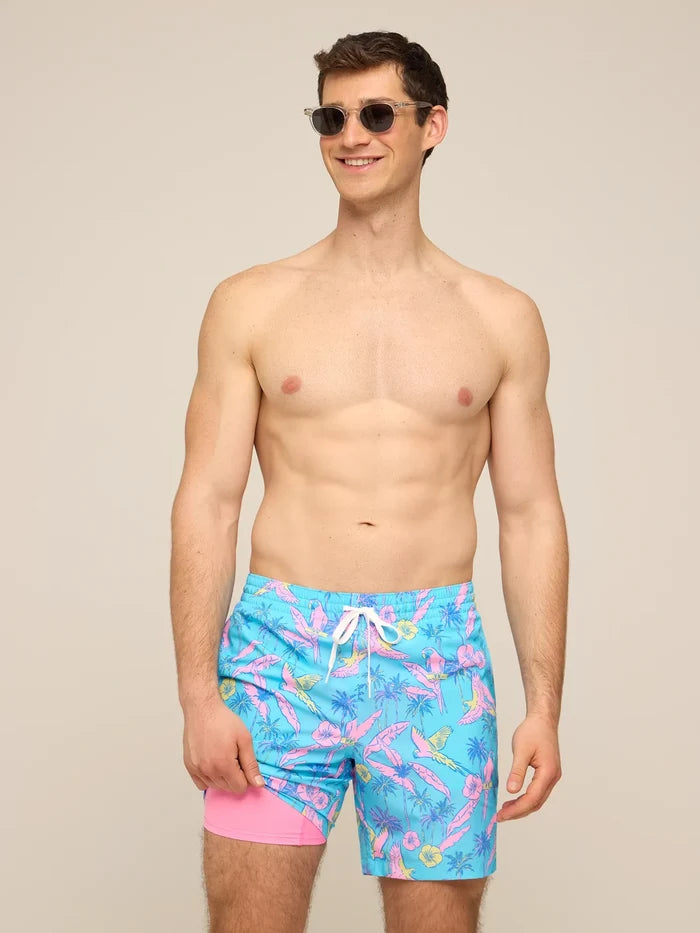 The Flock Parties 7" (Classic Lined Swim Trunk) - Image 1 - Chubbies Shorts