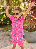 The Great Pink Shark (Boys Performance Polo) - Image 1 - Chubbies Shorts