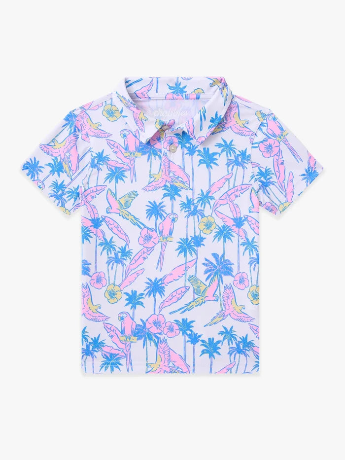 The Lil Flock Party (Toddler Performance Polo)- White - Image 1 - Chubbies Shorts