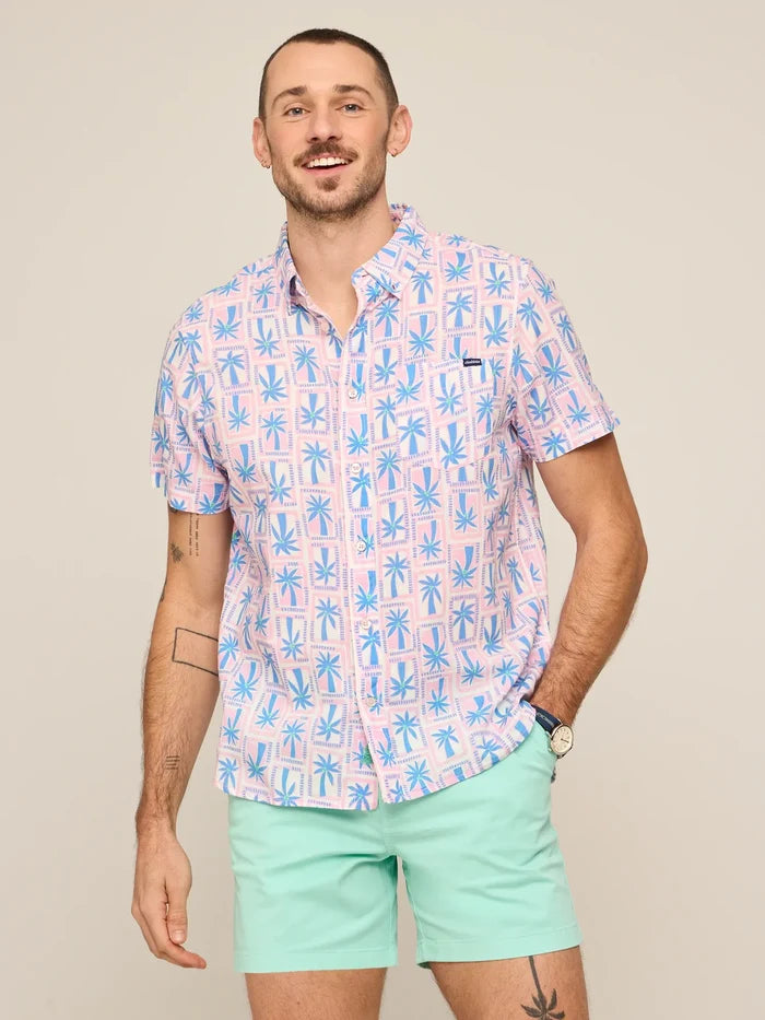 The Miami Mosaic (Resort Weave Friday Shirt)- Pink - Image 1 - Chubbies Shorts