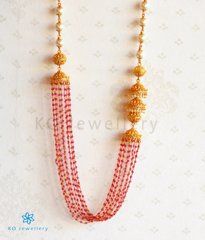 The Samstara Silver Layered Necklace(Red)