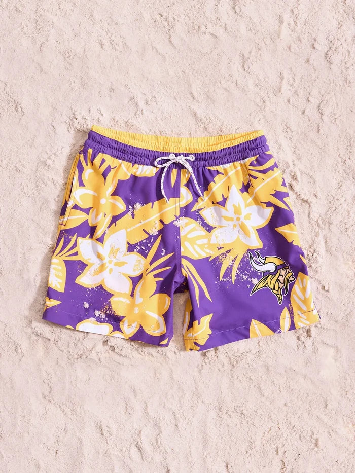 The Vikings Deep End Zones 5.5" (Classic Lined Swim Trunk) - Image 1 - Chubbies Shorts