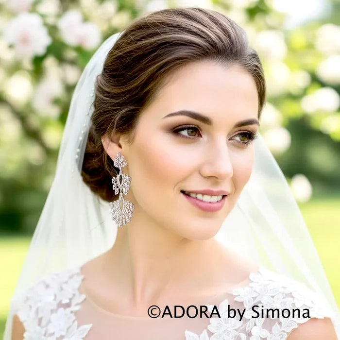 Trinity - Luxury Cubic Zirconia Bridal Earrings - Silver