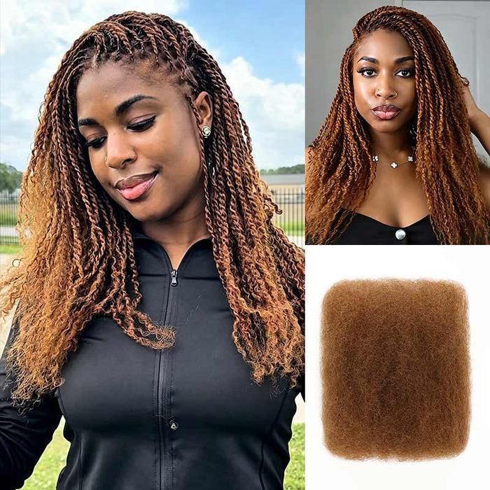 qvr hair auburn brown afro kinky bulk hair for braiding