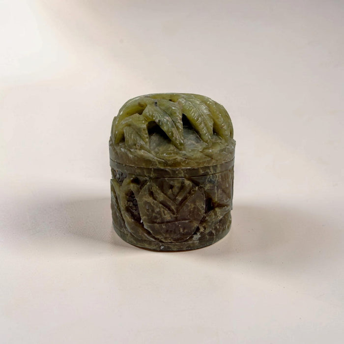 Vintage Carved Soapstone Pot Candle
