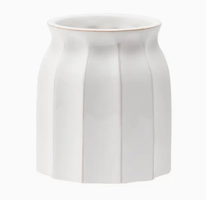 White Fluted Ceramic Planter